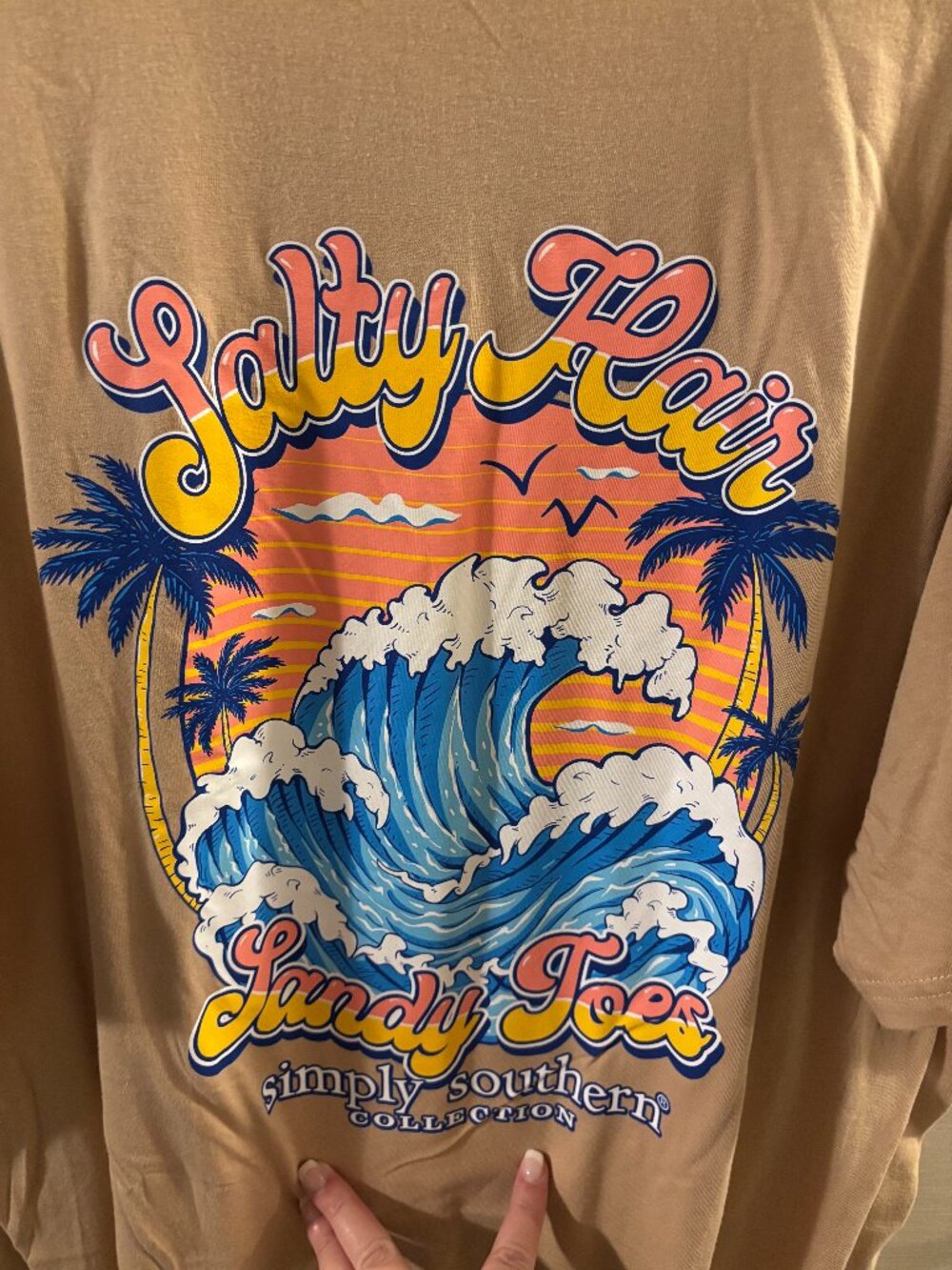 Simply Southern Women's Coastal Beach T-shirt ~ 2XL ~ NWT ~ Salty Hair Sandy Toe